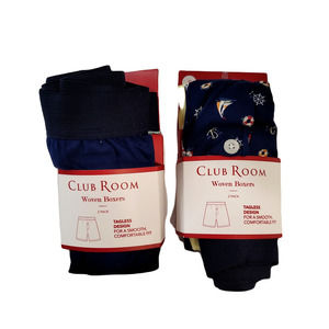 Club Room 4 Pack‎ Sailboat & Solid Boxer Shorts Mens Small Navy / Yellow / Green